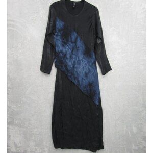 Coco & Juan Lagenlook Black Blue Abstract Asymmetric Maxi Dress 0 Stretchy